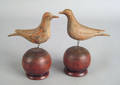 Pair of Pennsylvania carved and painted birds on stands late 19th c