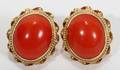 111172 14KT GOLD  CORAL EARRINGS PAIR