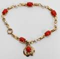 111171 GOLD CORAL  PEARL BRACELET L 7