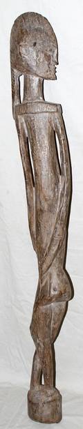 110083 AFRICAN CARVED WOOD SCULPTURE H 58 DIA 5
