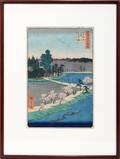 102100 ANDO HIROSHIGE COLOR WOODCUT 1856 14 X 9