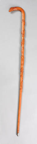 Carved maple cane early 20th c