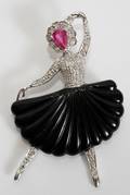 14KT WGOLD DIAMOND RUBY AND ONYX PIN H 2