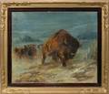 092085 NORA DRUMMOND OILCANVAS ON MASONITE BUFFALO