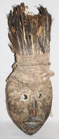 090070 AFRICAN CEREMONIAL MASK WFEATHERED HEADDRESS