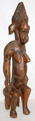 090061 AFRICAN WOOD FEMALE FIGURE H 27 L 6