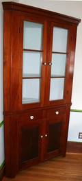 080134 AMERICAN CHERRY CORNER CUPBOARD 19TH C H 82