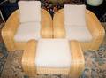080130 WICKER CHAIRS AND OTTOMAN THREE PCS