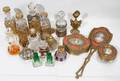 111245 FRENCH GILT METAL DRESSER SET  PERFUME BOTTLES