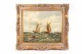 Tall Ships Near Shore OC 19th C Signed