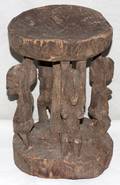 110106 AFRICAN CARVED WOOD STOOL H 14 DIA 9