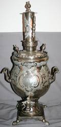 TURKISH HANDCHASED SILVERPLATE SAMOVAR C 1900