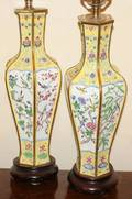 090107 CHINESE ENAMELED VASE CONVERTED INTO LAMPS TWO