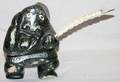 090086 INUIT CARVED FIGURE HOLDING SPEAR H 10 L 6