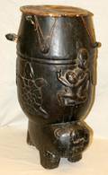 090081 AFRICAN WOOD DRUM H 26 W 16