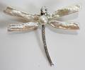 090104 14KT WHITE GOLD  PEARL DRAGONFLY PIN W 2 12