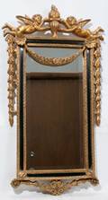 082115 ITALIAN STYLE GILT MIRROR WCHERUBS 30 X 20