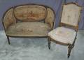082107 LOUIS XVI STYLE GILT WOOD  AUBUSSON SETTEE 