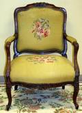 080146 FRENCH STYLE WALNUT OPEN ARM CHAIR 1920 H 38