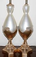 070132 FRENCH STYLE GILT PORCELAIN LAMPS C 1940S