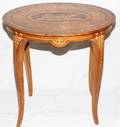 111284 ITALIAN INLAID OVAL WOOD TABLE H 26 W 27