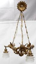 111270 FRENCH METAL AND GLASS PUTTI CHANDELIER