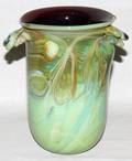 111254 HANDBLOWN ART GLASS VASE BY J WARREN H 6 14