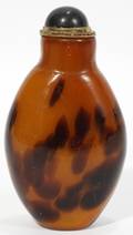 CHINESE GLASS SNUFF BOTTLE WFAUX PATTERN