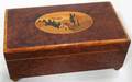 SWISS INLAID  BURL WOOD MUSIC BOX C 1940S