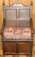 090147 ANTIQUE ENGLISH OAK DEACONS BENCH 19TH C