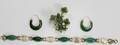 080219 JADE BRACELET PIN  PAIR OF EARRINGS