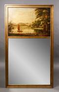 Gilt Wood Trumeau Mirror wEarly 20th C Painting