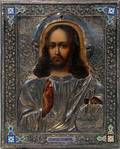 072167 SILVER RUSSIAN ICON WITH ENAMEL OF THE CHRIST