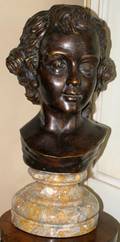071183 PATINATED BRONZE BUST OF A BOY H 19 OVERALL
