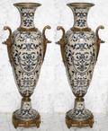 071153 FRENCH STYLE GILT METALMOUNTED CERAMIC URNS