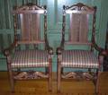 070174 CONTINENTAL CARVED WALNUT  CANE HALL CHAIRS