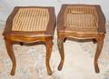 070160 WALNUT  CANE BENCHES PAIR