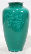 062215 JAPANESE SILVER  ENAMEL VASE H 7 DIA 4