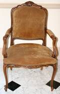 062183 LOUIS XV STYLE PINE  UPHOLSTERED ARMCHAIRS 4