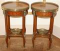 062182 LOUIS XV STYLE INLAID MAHOGANY END TABLES PAIR