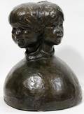 112221 20TH C BRONZE SCULPTURE 4 CHILDRENS HEADS