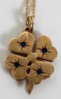 111310 14KT GOLD CHAIN  CLOVER PENDANT
