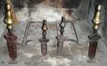 111298 ANTIQUE BRASS ANDIRONS PAIR H 13