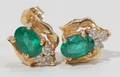 111309 EMERALD  DIAMOND EARRINGS PAIR