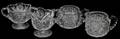 110213 AMERICAN CUT GLASS OPEN SUGAR BOWLS  CREAMERS
