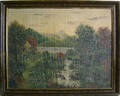 American oil on canvas primitive landscape