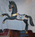 091258 CARVED  POLYCHROME WOOD CAROUSEL HORSE L 69