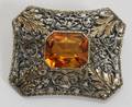 081234 VICTORIAN GOLD  CITRINE BROOCH L 1 14