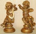 071218 ITALIAN HANDCARVED CHERUBS PAIR H 23
