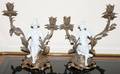 071203 BLANC DE CHINE  PATINATED METAL CANDELABRA